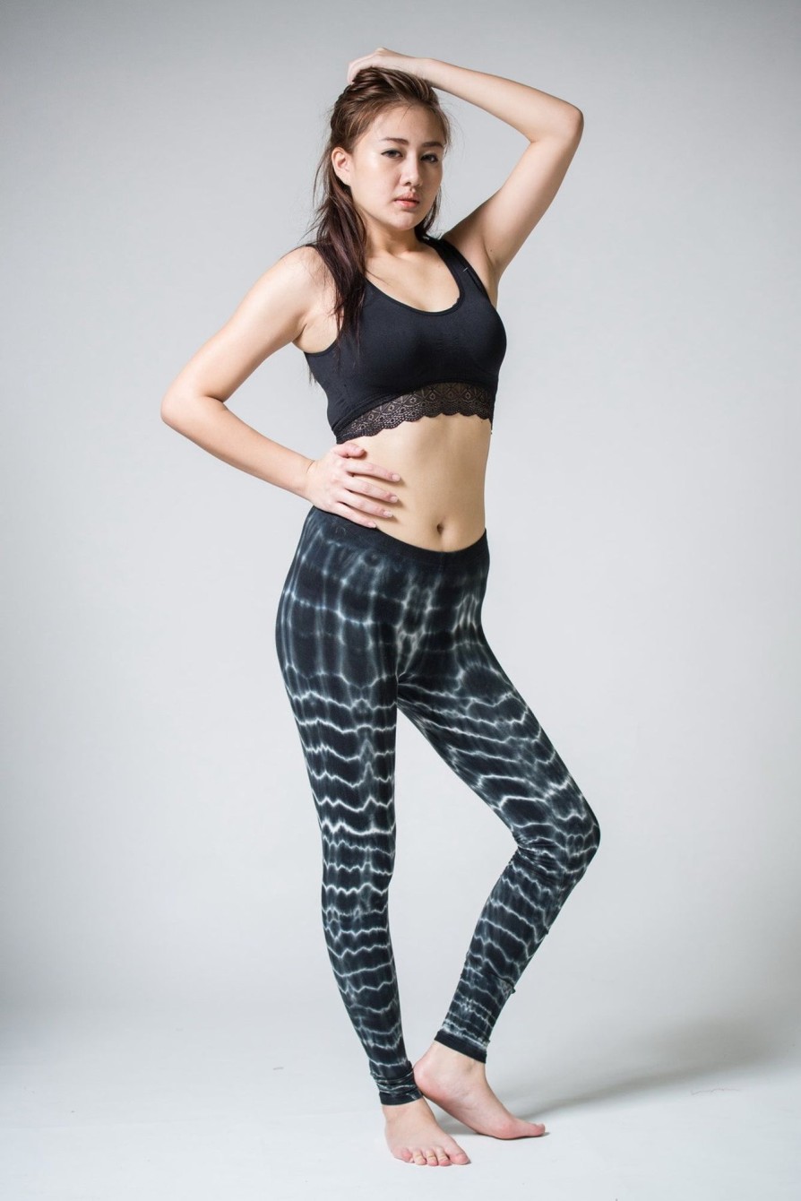 Women HaremPants | Melting Stripes Tie Dye Cotton Leggings In Black