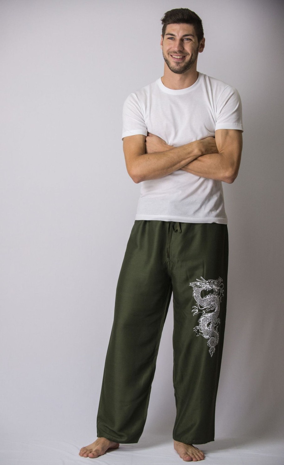 Men HaremPants | The Dragon Men'S Thai Yoga Pants In Green