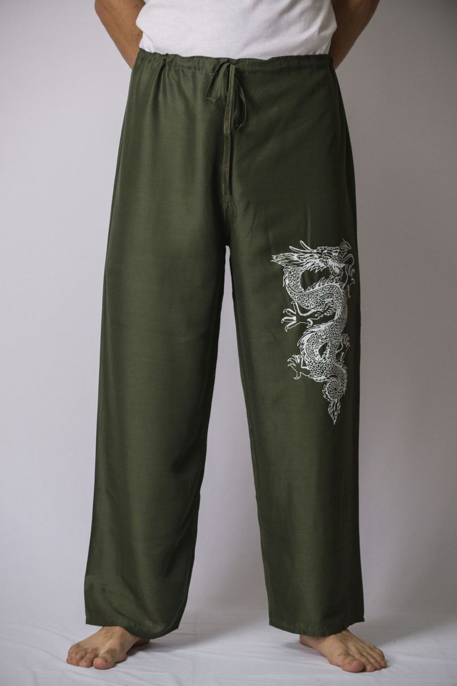 Men HaremPants | The Dragon Men'S Thai Yoga Pants In Green