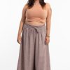 Women HaremPants | Plus Size Women'S Linen Cotton Blend Palazzo Pants In Brown