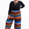 Women HaremPants | Plus Size Boho Striped Women'S Harem Pants In Rust