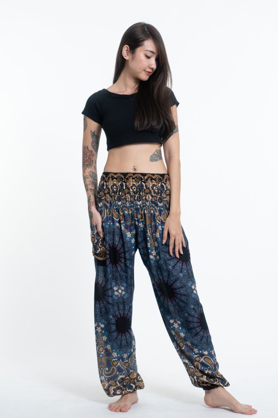 Women HaremPants | Paisley Mandalas Women'S Harem Pants In Gray