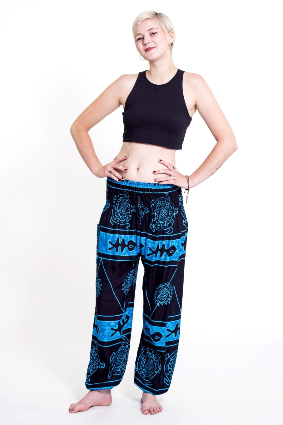 Women HaremPants | Turtle Print Women'S Harem Pants In Blue