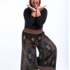 Plus Size HaremPants | Plus Size Peacock Eyes Palazzo Style Harem Pants In Black