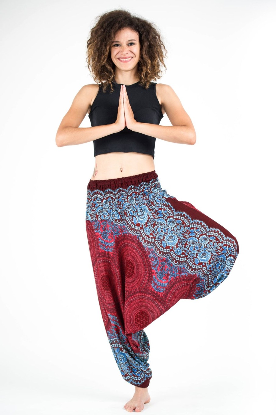 Women HaremPants | Geometric Mandalas 2-In-1 Jumpsuit Harem Pants In Red