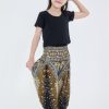 Kids HaremPants | Peacock Feathers Kids Harem Pants In Black