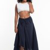 Women HaremPants | Solid Color Cotton Handkerchief Midi Skirt In Navy