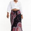 Plus Size HaremPants | Plus Size Mandalas Handkerchief Midi Skirt In Black