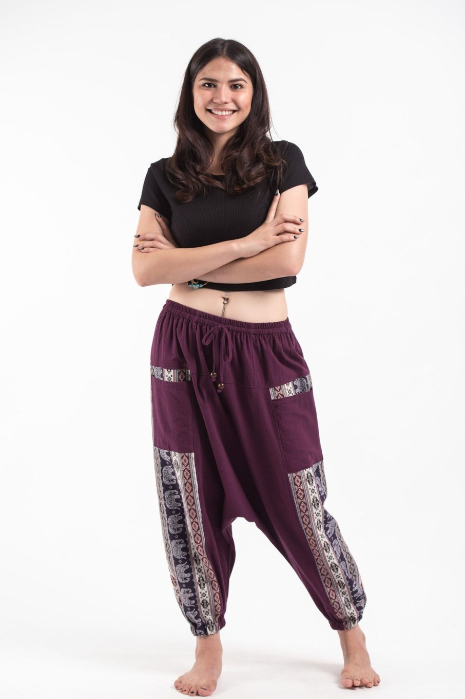 Women HaremPants | Elephant Aztec Cotton Women'S Harem Pants In Purple