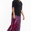 Plus Size HaremPants | Plus Size Paisley Feathers Drop Crotch Men'S Harem Pants In Red