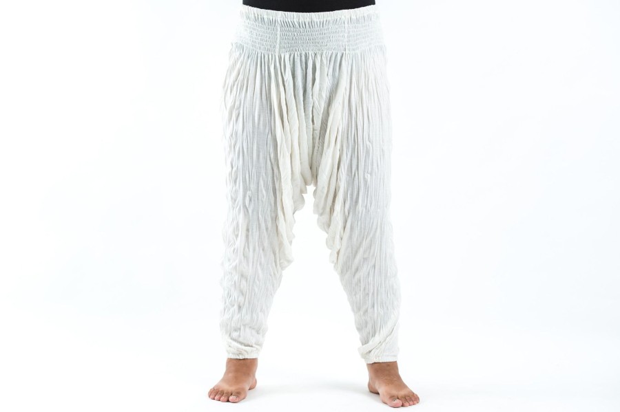 Plus Size HaremPants | Plus Size Crinkled Cotton Harem Pants In White