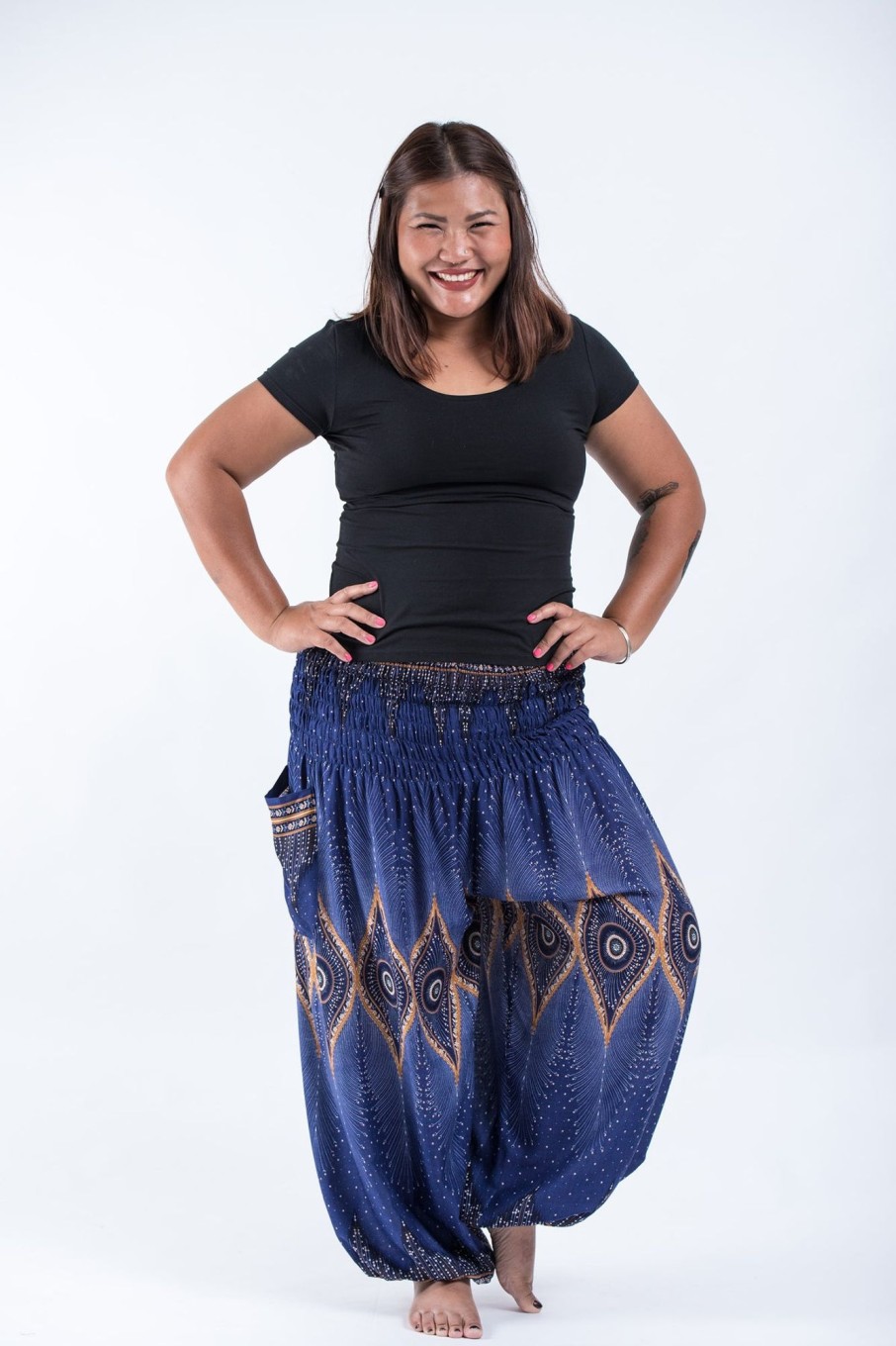 Women HaremPants | Plus Size Diamond Peacock Women'S Harem Pants In Blue