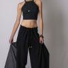 Women HaremPants | Women'S Thai Harem Double Layers Palazzo Pants In Solid Black