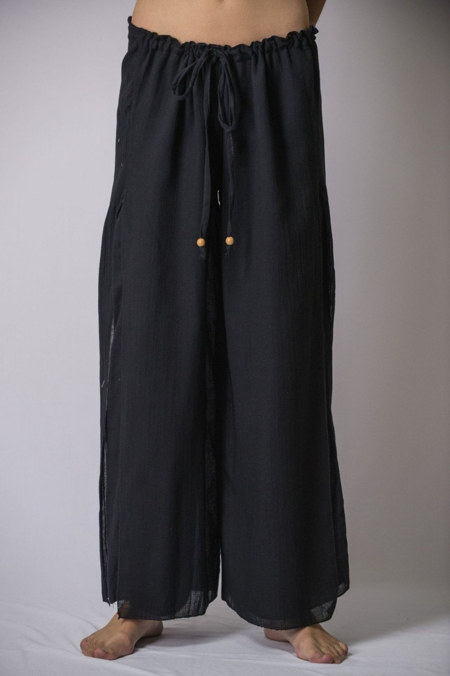 Women HaremPants | Women'S Thai Harem Double Layers Palazzo Pants In Solid Black