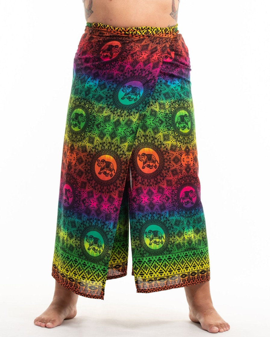 Plus Size HaremPants | Plus Size Rainbow Elephant Wrap Palazzo Style Elephant Pants In Green