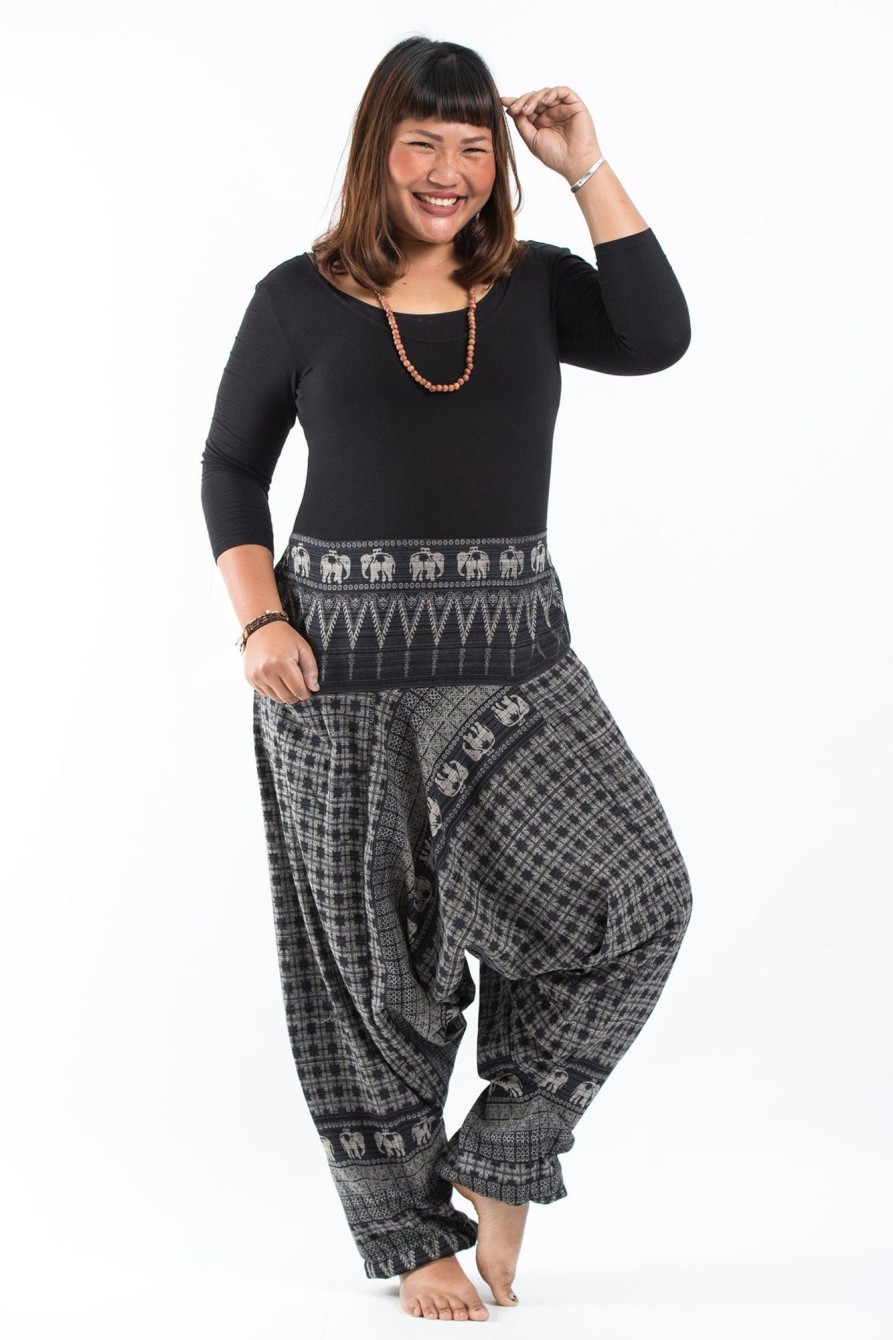 Plus Size HaremPants | Plus Size Hill Tribe Elephant Women'S Elephant Pants In Black