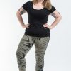 Women HaremPants | Plus Size Oval Swirls Tie Dye Cotton Leggings In Stone Black