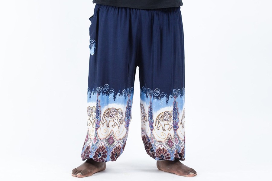 Men HaremPants | Plus Size Solid Top Elephant Men'S Elephant Pants In Blue