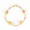 Accessories HaremPants | Wired Brass Bracelet With Marble Beads Pink