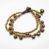 Accessories HaremPants | Brass Bell And Bead Double Strand Bracelets Plum