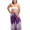 Plus Size HaremPants | Plus Size Blooming Vines Wrap Palazzo Style Harem Pants In Purple