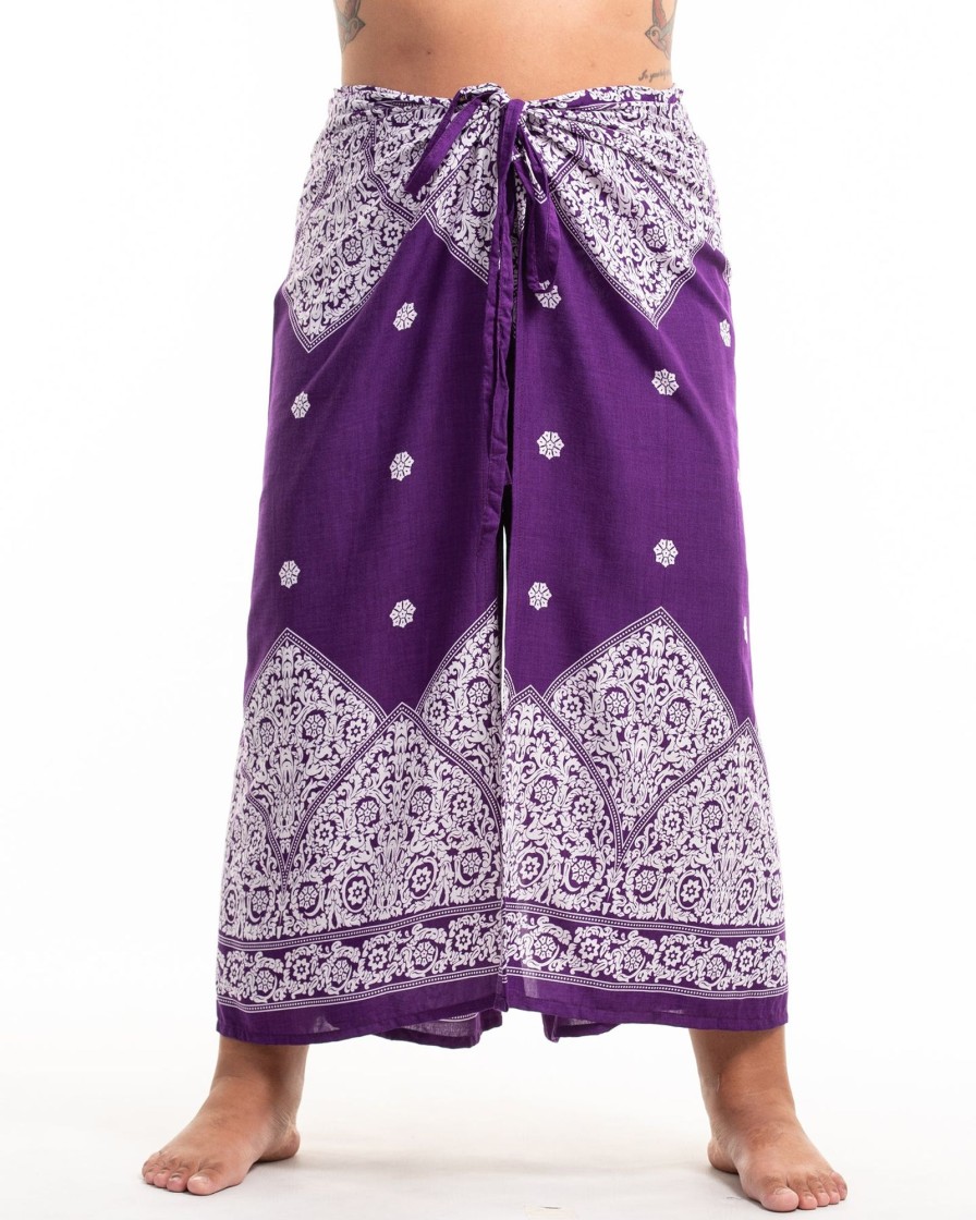 Plus Size HaremPants | Plus Size Blooming Vines Wrap Palazzo Style Harem Pants In Purple