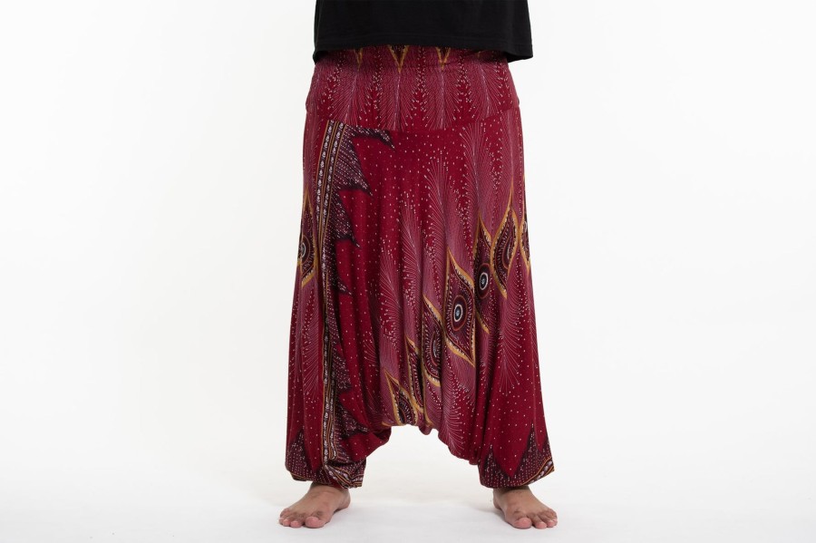 Men HaremPants | Plus Size Diamond Peacock Drop Crotch Men'S Harem Pants In Red