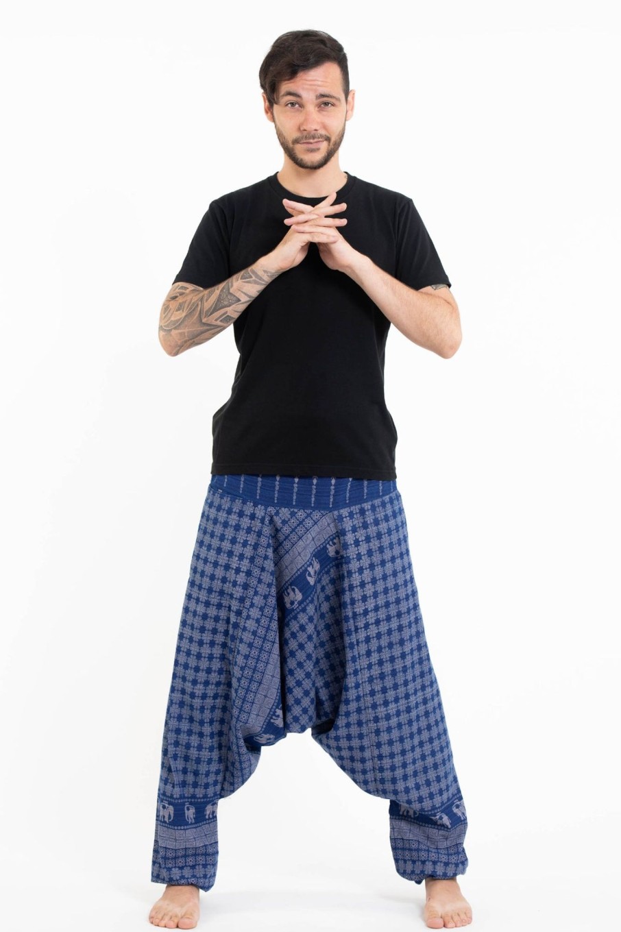 Men HaremPants | Hill Tribe Elephant Men'S Elephant Pants In Blue