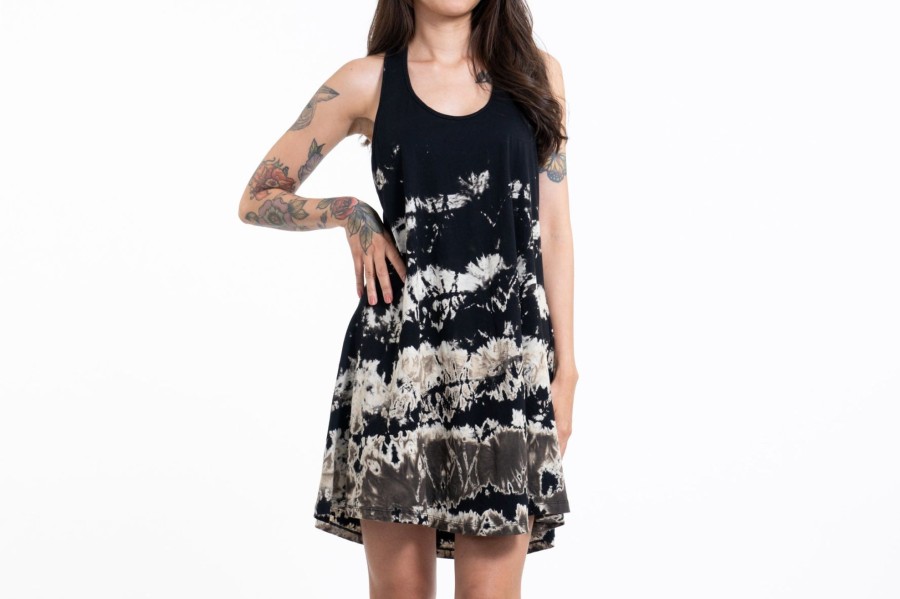 Women HaremPants | Tie Dye Cotton Tank Dress In 05 Black