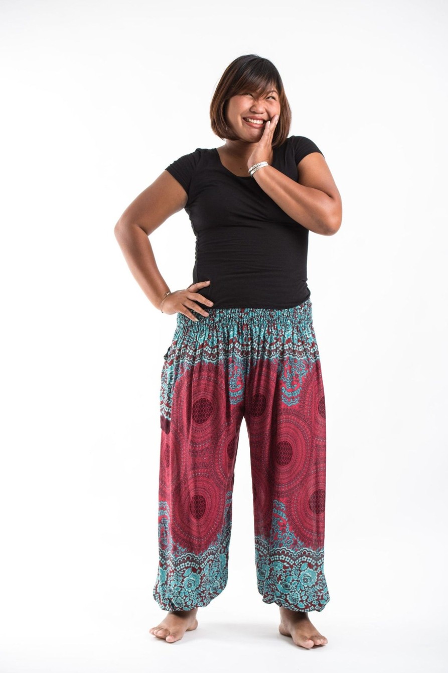 Plus Size HaremPants | Plus Size Geometric Mandalas Women'S Harem Pants In Red