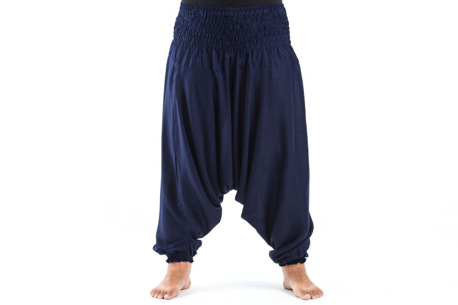 Women HaremPants | Plus Size Solid Color 2-In-1 Jumpsuit Harem Pants In Blue