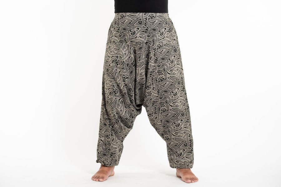 Plus Size HaremPants | Plus Size Hill Tribe Paisley Print Men'S Harem Pants In Black