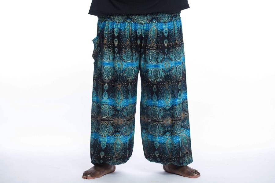 Plus Size HaremPants | Plus Size Paisley Men'S Harem Pants In Turquoise