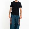 Men HaremPants | Men'S Drawstring Pinstripes Cotton Pants With Aztec Pocket In Turquoise