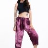 Women HaremPants | Women'S Tie Dye Drawstring Yoga Massage Cropped Pants In Dark Purple