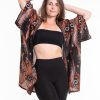 Women HaremPants | Paisley Feathers Kimono Cardigan In Black