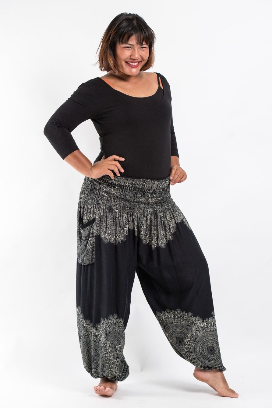 Plus Size HaremPants | Plus Size Floral Mandalas Women'S Harem Pants In Black