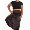 Plus Size HaremPants | Plus Size Peacock Eyes 2-In-1 Jumpsuit Harem Pants In Black