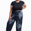 Women HaremPants | Plus Size Tie Dye Drawstring Women'S Yoga Massage Pants In Black