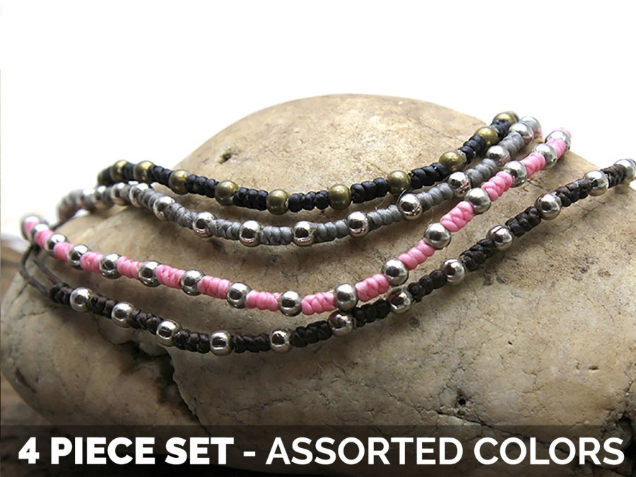 Accessories HaremPants | Waxed Cotton With Beads Bracelets 4 Pcs. Pack Multi