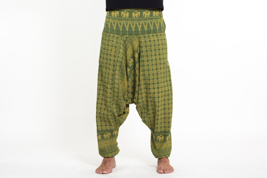 Men HaremPants | Hill Tribe Elephant Men'S Elephant Pants In Green