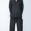 Men HaremPants | Mens Yoga Shirts Collar V Neck In Black