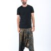 Men HaremPants | Peacock Feathers Drop Crotch Men'S Harem Pants In Black