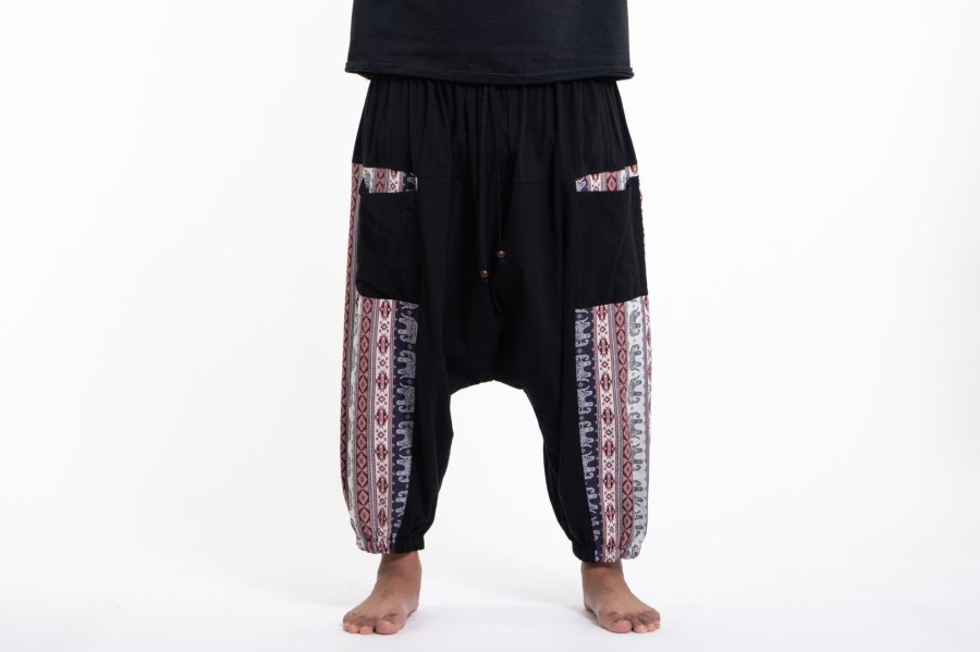 Plus Size HaremPants | Plus Size Elephant Aztec Cotton Men'S Harem Pants In Black