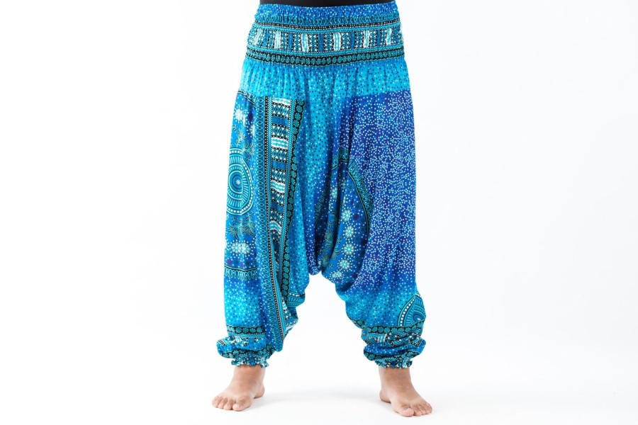 Plus Size HaremPants | Plus Size Tribal Chakras 2-In-1 Jumpsuit Harem Pants In Blue