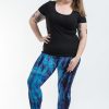 Plus Size HaremPants | Plus Size Lightning Stripes Tie Dye Cotton Leggings In Indigo