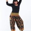 Plus Size HaremPants | Plus Size Peacock Paisley Women'S Harem Pants In Black