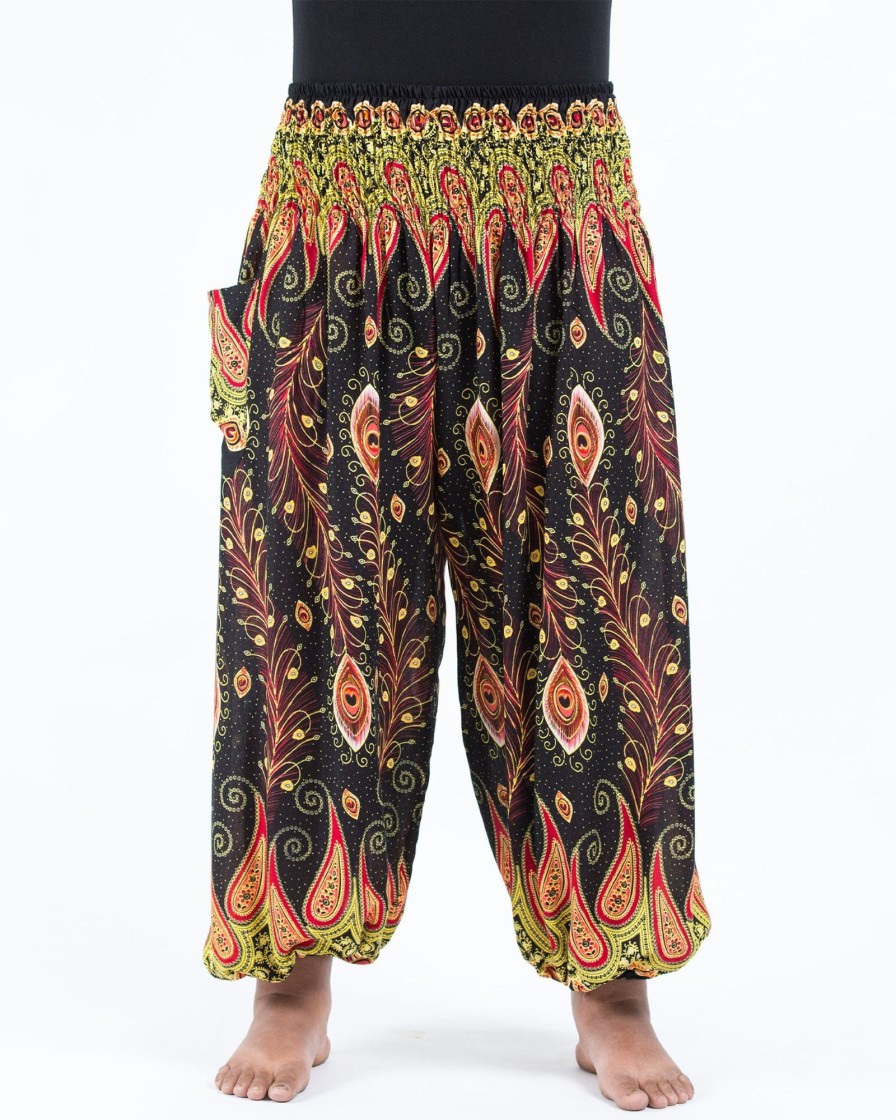 Plus Size HaremPants | Plus Size Peacock Paisley Women'S Harem Pants In Black