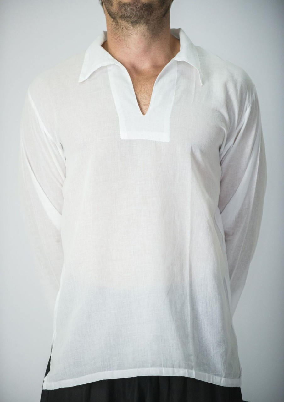 Men HaremPants | Mens Yoga Shirts Collar V Neck In White