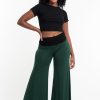 Women HaremPants | Wide Leg Palazzo Harem Pants Cotton Spandex In Solid Green